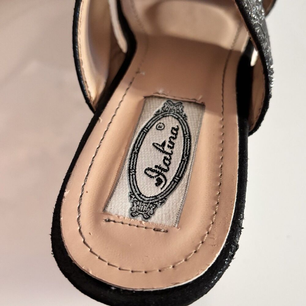Italina Shoemakers Black Rhinestone Platform Wedge‎ Slide Sandals Womens EU 38 - Picture 4 of 6
